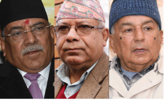 प्रचण्ड र माधव नेपालले भेटे कांग्रेस वरिष्ठ नेता पौडेललाई