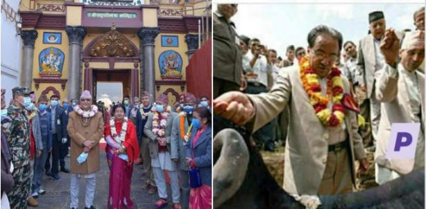ओली पशुपतिनाथको पूजामा,प्रचण्ड भैंसी पूजामा